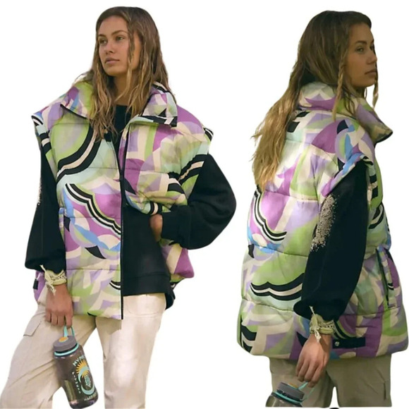 NWOT Free People FP Movement In A Bubble Patterned Puffer Vest Women's XS Active - Picture 1 of 16
